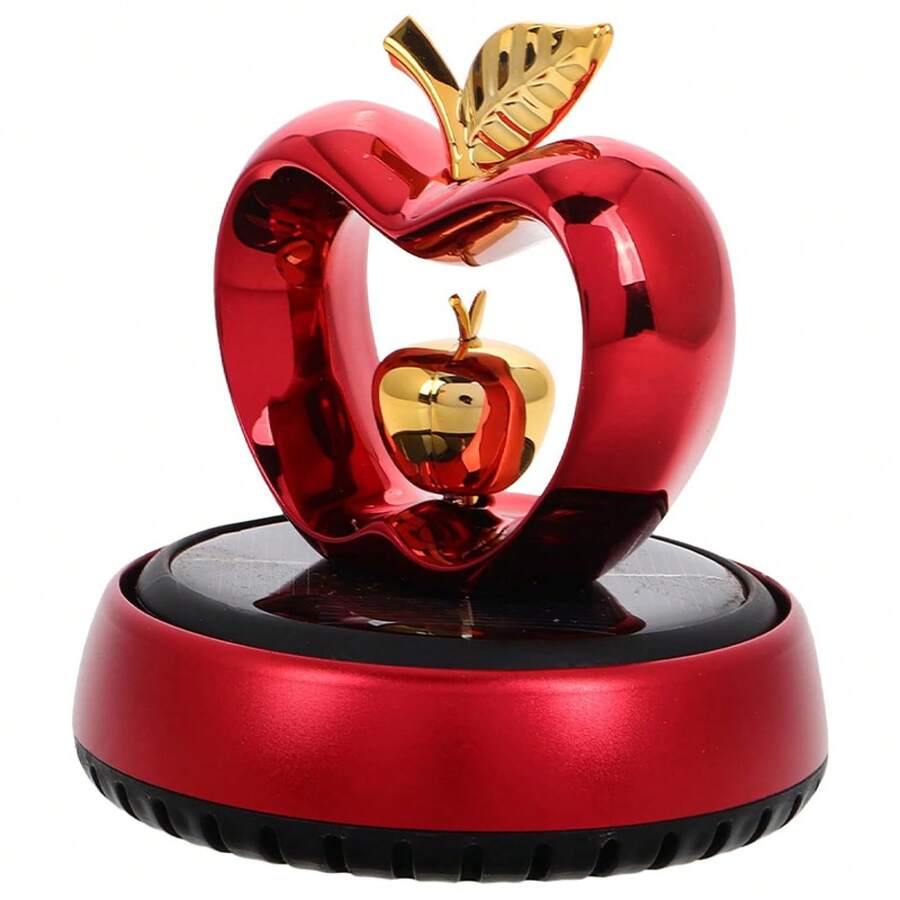 Difusor de aromaterapia para coche con forma de manzana roja de energía solar – un accesorio elegante y distintivo para el coche. Crea un ambiente seductor con una fragancia sutil - Rojo [1 aceite esencial 5ml + 1 madera de haya] - Ver 1