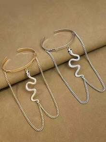 Boho Crystal Pendant Cuff Open Bangles For Women Wedding Bridal Goth Tassel Link Arm Bracelets Party Jewelry Gift - Snake-shaped Arm Ring - View 7