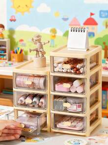 2/3/4/5层透明桌面收纳盒，带抽屉，多层化妆品收纳盒，大容量防尘防水柜，适用于化妆品、文具、学习用品，居家办公必备，夏季女孩收纳整理好物，旅行收纳好礼