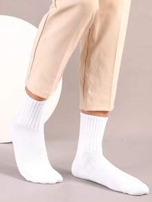 1/10/20 Pairs Socks For Women Men Ankle White Black Mid-Calf Socks Running Hiking Dress Female Male School Work Hiking Funny Women Men On Dress Sock - Multicolor - View 4