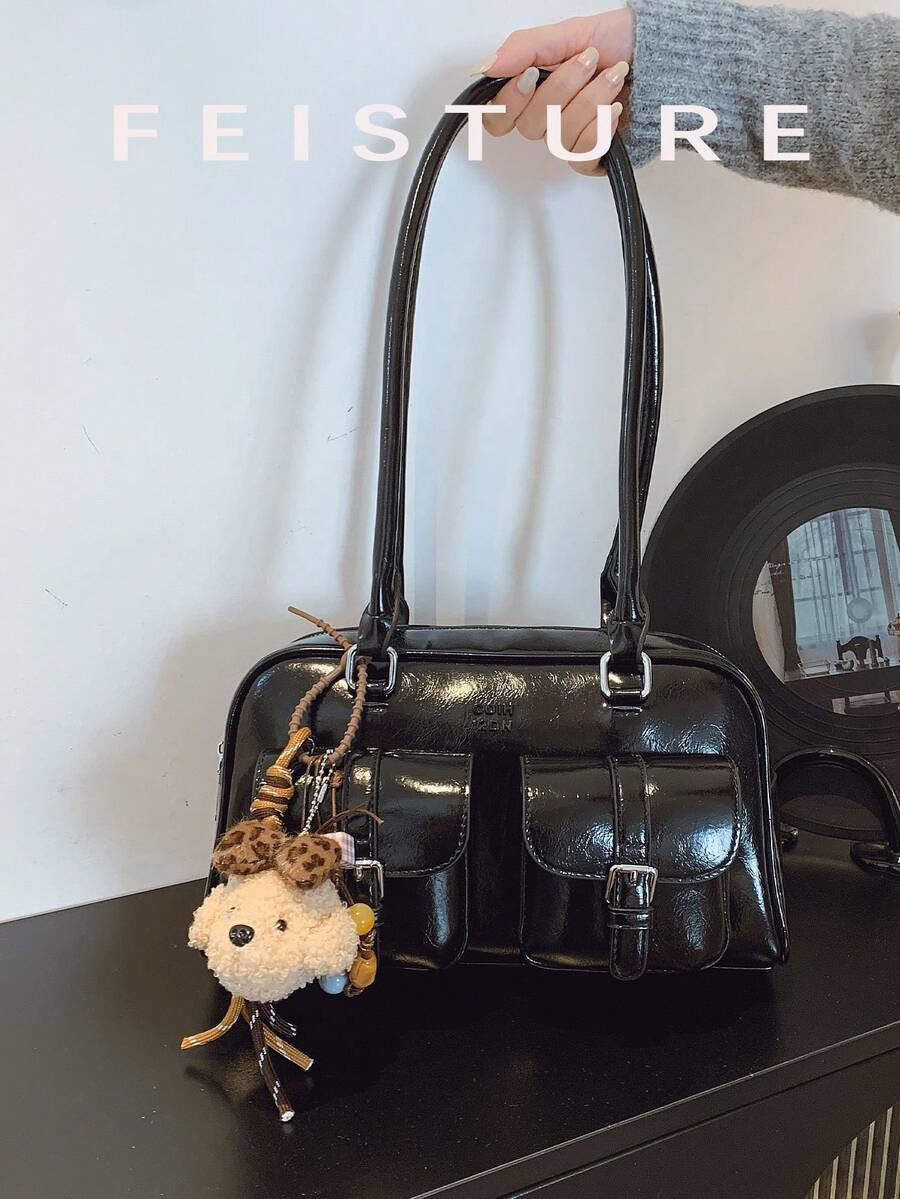 1 chiếc Túi đựng bowling nhiều ngăn bằng da PU trơn màu FEISTURE, Túi đeo vai/dưới cánh tay có mặt dây chuyền dành cho nữ, Thích hợp để mua sắm, hẹn hò, làm quà tặng cho phụ nữ, Thích hợp cho các bé gái tuổi teen, sinh viên đại học, người mới bắt đầu và nhân viên văn phòng, Thích hợp cho văn phòng, trường học, công việc, đi làm