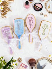 Customized Acrylic & Bamboo Hair Comb With Engraved Name, Rhinestone Hair Brush In Flat Tooth And Wide Tooth Styles, Unique Bridesmaid Gift - Multicolor - View 4