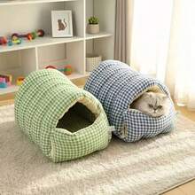 1pc Enclosed Cat Bed, Removable & Washable Cat Nest, Warm Cat House For Small Dogs, Suitable For All Seasons, Half-Enclosed Cat Bed, Cat Sleeping Shelter - Multicolor - View 7