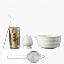 5-Piece Matcha Eggbeater Set - Matcha Set Includes Matcha Eggbeater And Bowl (Matcha Bowl), Sieve, Stand, And Spoon - Complete Set Of Matcha Lattes And Matcha Enthusiasts Gift Japanese Tea Making Tools In 4 Colors
