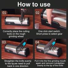 Professional USB Rechargeable Portable Electric Knife Sharpener, Adjustable Angle Sharpener 20 Degree Straight Edge, For Kitchen Knife Tools Grinding And Polishing, Simple To Use, Suitable For Chef Knife, Slicing Knife, Santoku Knife, Peeler, Small Knife, Ceramic Knife - Upgraded - View 9