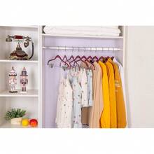 Quality Hangers Plastic Non Velvet Non-Flocked Thin Compact Skirt And Pant Hangers With Metal Clips - Suited For Pants Blouses Coats - 360 Swivel Hook (Raspberry, 20),Raspberry - Raspberry - View 9