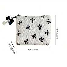3pcs Set Ruffled Bow Makeup Bag, Fabric Bow Lipstick Pouch, Suitable For Storing Coins, Sanitary Pads And Keys