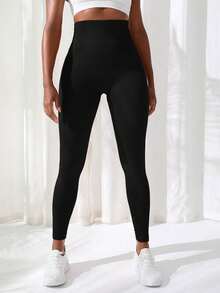 Bestseller Ribbed Texture High-Waisted Yoga Leggings - Butt-Lifting & Body-Shaping, Slimming & Flattering Fit, Perfect For Workouts, Gym Sessions & Daily Outfits - Black - View 4
