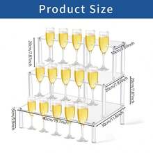 三层亚克力香槟塔架，带15个酒槽，透明壁挂式鸡尾酒架，适合圣诞派对、生日、婚礼派对礼物、学校庆典等场合。 - 透明 - 查看 9