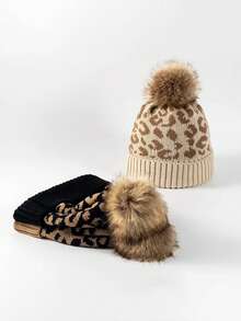 قبعة صوفية كورية متعددة الاستخدامات مطبوعة بنمط النمر قطعة واحدة، قبعة تزلج محبوكة دافئة بتصميم بسيط عصري، مناسبة للخريف/الشتاء - متعدد الألوان - مشاهدة 10