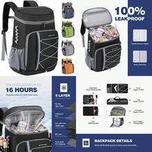 Maelstrom - Mochila enfriadora de 35 latas a Prueba de Fugas, Suave aislada, enfriadora de Camping, Enfriador de Playa, Mochila de Pecho de Hielo, Mochila Ligera de Viaje para(Negro Bolsa enfriadora) - Multicolor - Ver 1