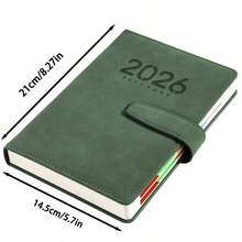 400-Page 2026 English PU Snap Planner – Adult English Planning Book With Monthly Goals & Daily Task Lists. Dated Faux Leather Portable Diary – Daily Efficiency Journal For Students & Professionals' Time Management. - Multicolor - View 2