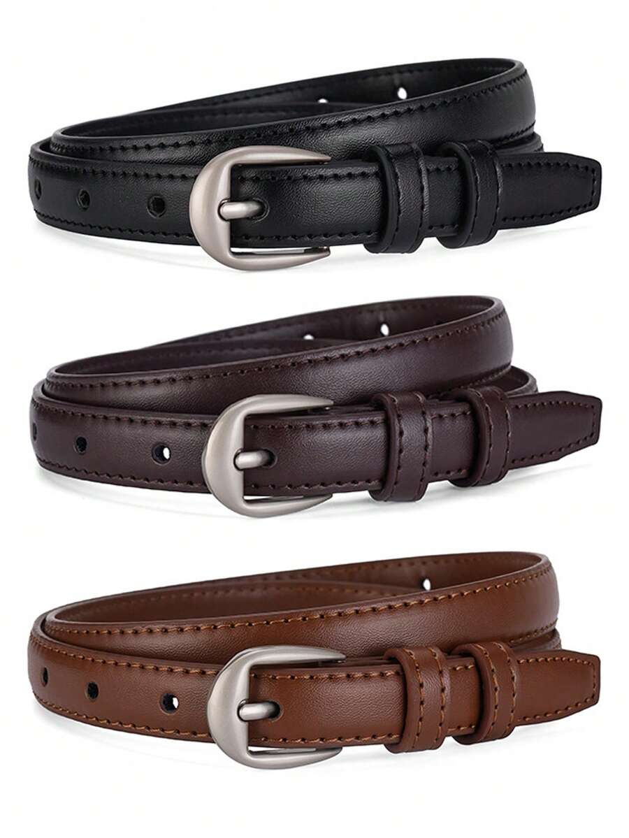 时尚百搭细腰带套装，简约时尚PU腰带，可搭配连衣裙、衬衫、外套、牛仔裤，是日常穿着和送礼的理想之选。 - 彩色 - 查看 1