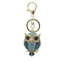 Fashionable Creative Owl Keychain Pendant, Alloy Rhinestone Enamel Craft Gift Keyring, Car Hanging Accessory - Multicolor - View 6