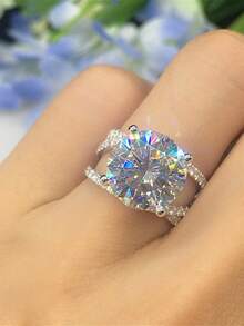 1 PC Glamorous Cubic Zirconia Ring For Women Wedding Engagement Valentine's Day Party Gift - 1# - View 9