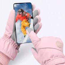 1 Pair Women's Professional Ski Gloves - Thick Fleece Windproof Cold-Proof Outdoor Skiing Warm Gloves, Bicycle Riding Anti-Cold Gloves, Non-Slip Palm, Touchscreen Compatible - 彩色 - 查看 4