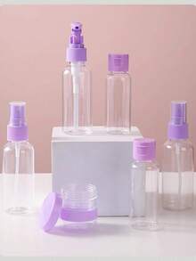 旅行洗漱包套装，包含化妆品、洗发水、沐浴露、便携式护肤品、护手霜、可填充喷雾乳液瓶 - 彩色 - 查看 6