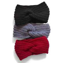 1/3pcs Set Thick Knitted Headband, Handmade Criss-Cross Yarn Headband Ear Warmer Headwrap, Fashionable Knitted Headband Hair Accessory, Suitable For Women And Girls Fashion Hair Band - Solid Color - View 27