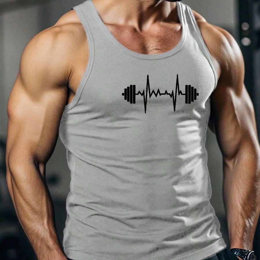 VitaFith Camiseta de tirantes ligera y cómoda con estampado digital casual, adecuada para ejercicio al aire libre - Gris - Ver 1