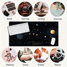 Large Esports Gaming Mouse Pad With Black & Gold Cosmic Planet Network Pattern, Anti-Slip Washable Rubber Base, Oversized Desk Mat, Ideal Gift For Gamers, Fashionable Office Desk Decor And Study Accessory - Multicolor - View 6