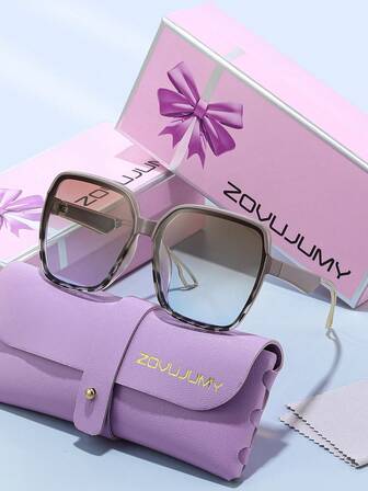  ZOVUJUMY Elegant Large Frame Polygonal Decorative Fashion Fashion Glasses, Crafted With Artistry, Suitable For Driving, Beach, Travel, Outdoor Sports, And Holiday Gifts