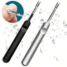[Halloween Gift] 1 Professional Silver Stainless Steel Nail Cleaner, Fork Pusher, Nail Tool, Foot Repair Tool, Dead Light Beige Removal Tool, Calluses Removal Tool, Suitable For Both Male And Female Adults, Halloween Gift - Black - View 1