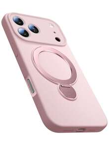 Liquid Silicone Magnetic Adsorption Protective Case With Stand For IPhone 17/16 Pro Max/15 Pro/14 Pro Max/13 Pro, Slim Shockproof Cover For IPhone 16/15 Pro/13 Pro, Suitable For IPhone 17/16 Pro Max/15 Pro/14 Pro Max/13 Pro - Girly Pink - View 27