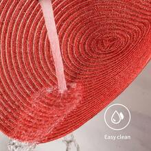 Round Braided Placemats Set Of 6 Table Mats For Dining Tables Woven Washable Non-Slip Place Mats For Decoration(Shining Red, 6pcs),ChristmasRed15inchessetof6 - ChristmasRed15inchessetof6 - View 6