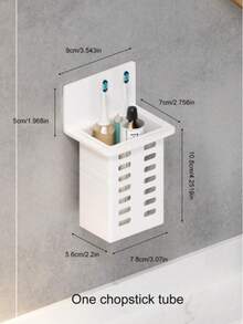黑白透明牙刷牙膏架，浴室梳子剃须刀壁挂架，无需钻孔，浴室收纳整理架 - 彩色 - 查看 6