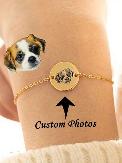 1 Piece Customized Name Bracelet, Pet Jewelry, Dog Portrait Bracelet, Cat Bracelet, Gift For Dog Mom, Personalized Gift, Christmas Gift