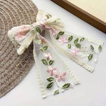 6 Colors To Choose From/1 Piece Set/Lace Ribbon Bow Hair Clip, Women's Matte Candy Color Hair Clip, Multiple Colors To Choose From, Suitable For Daily Travel, Gatherings And Parties, Wearing Hair Accessories, Perfect Choice For Gifts - 淺粉色 - 查看 7