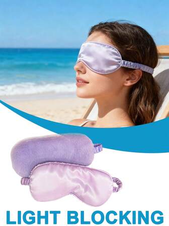 2 PCS Sleep Eye Mask Silk Furry Sleep Masks Comfortable Blindfold Eye Cover Colorful Satin Night Eyeshade Cover For Women Men Sleep Travel Nap Sleeping Gift Birthday Sleeping Party Favor