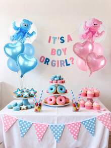 Bộ 5 bóng bay tiết lộ giới tính (bé trai hay bé gái), trang trí tiệc mừng em bé, trang trí sinh nhật, trang trí gấu bông, đồ dùng tiệc tùng. - Nhiều màu - Xem 6