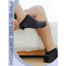 6 Pairs Women Men Ankle Toe Socks Cotton Warm Crew Toe Separator Socks For Athletic Running,29638144 - 紫色 - 查看 6
