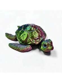 艺术感十足的3D打印海龟摆件，关节可活动——耐用塑料海龟模型，适合收藏和家居装饰 - 彩色 - 查看 5