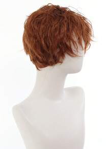 男士棕黑色天然蓬松羊毛卷短发日式男士小卷发高品质合成假发嘻哈摇滚风格，适合日常佩戴或派对 - 彩色 - 查看 7