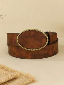 1pc Women's Retro Simple Western Cowgirl TPE Material Soft & Stretchy Waist Belt, Suitable For Outdoor Travel & Valentine's Day Summer, School Fall, Autumn, Halloween - 棕色 - 查看 1