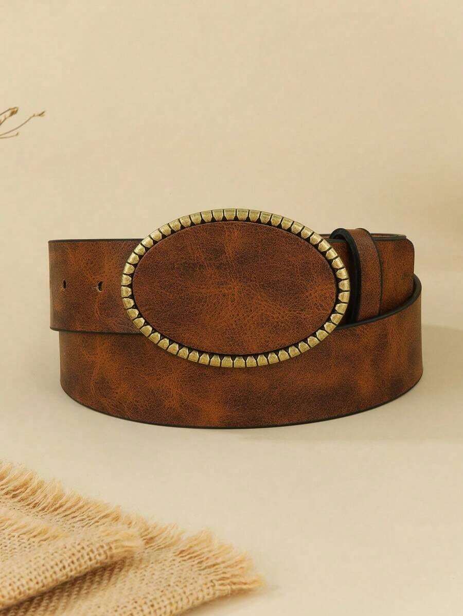 1pc Women's Retro Simple Western Cowgirl TPE Material Soft & Stretchy Waist Belt, Suitable For Outdoor Travel & Valentine's Day Summer, School Fall, Autumn, Halloween - 棕色 - 查看 1