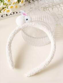 1 buc. Bandă de păr drăguță din pluș 3D cu urechi de iepure, potrivită pentru uz zilnic, toamnă/iarnă