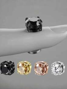 Hypoallergenic Clip-On Earrings - Stainless Steel Cubic Zirconia Stud Earrings In Silver Color, Universal Earrings With Safety Backs