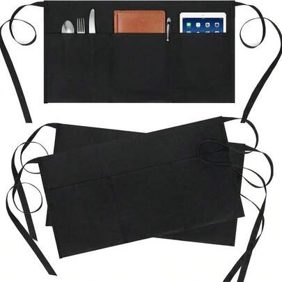 1 Server Apron With 3 Pockets, Oil And Waiter Short Half Apron, Essential For Chefs In Home Kitchens