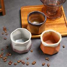 Xícara de café expresso vintage de cerâmica grossa, caneca criativa com textura enrugada, xícara de chá de cerâmica, xícara principal, xícara para latte. - Multicolorido - Ver 6