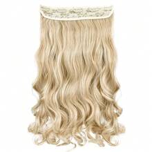20inch 1-Pack 3/4 Full Head Curly Wave Clips In On Synthetic Hair Extensions HE008 Hairpieces For Women 5 Clips 4.5 Oz Per Piece - Medium Blonde With Pale Highlights,MediumBlondewithPaleHighlights - 中等金色,帶淺色挑染 - 查看 3
