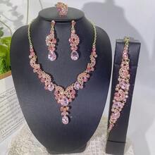 一套优雅女士首饰套装 - 项链、耳环、手链、戒指（5件套），适合新娘、婚礼、宴会、正式场合佩戴 - 珠寶套裝 - 查看 9