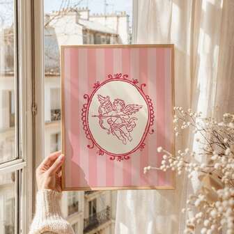 1pc Vintage Cupid Print Digital Art Download Coquette Wall Art Cute Cottagecore Valentine Poster Valentine's Day Decor Room Decor Home Decor Wall Decor Bedroom Decor Living Room Decor Posters For Room Pink Room Decor Room Decor Aesthetic Holiday Wall Art Romantic Heart Aesthetic Print For Bedroom Living Room Valentine Decoration