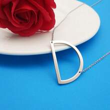 MOMOL Sideways Initial Necklace 18K Gold Plated Stainless Steel Large Big Letters Pendant Necklace Script Name Monogram Necklaces For Women,D - d - 查看 4