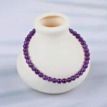 LPBeads Handmade Natural Gemstone Stretch Elastic Bracelet Healing Crystal Round Stone Beads Jewelry Gifts For Women Men,4mm,Amethyst - Amethyst - 查看 7