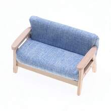 Dollhouse Mini Furniture Miniature Bedroom Living Room Scene Wooden Double Sofa Model - Multicolor - View 10