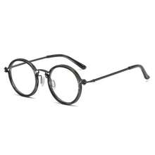 复古纯色风暴朋克风圆形金属框防蓝光男士眼镜 - 無色 - 查看 6