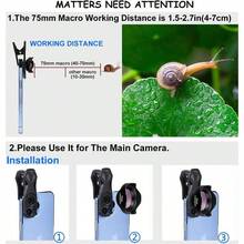 Lente macro de 75 mm para 16 15 14 13 Pro Moto  telfono Android, lente de cmara con clip, imgenes de primer plano - Grande - Ver 4